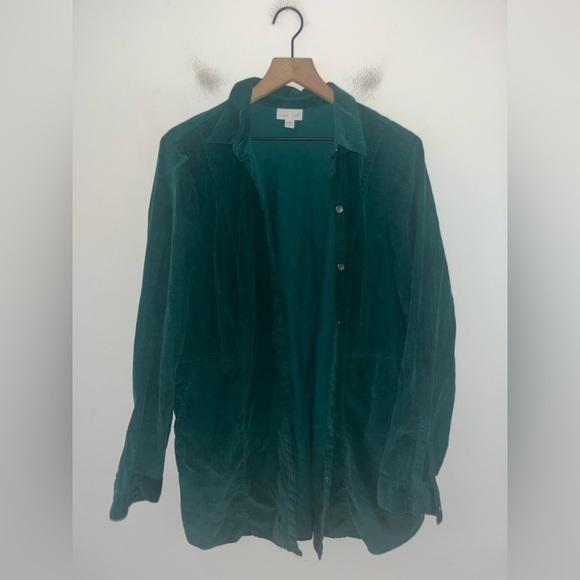 J.Jill Green Corduroy Button Down Cotton Long Sleeve Collared Shirt Size Large T - Picture 6 of 8